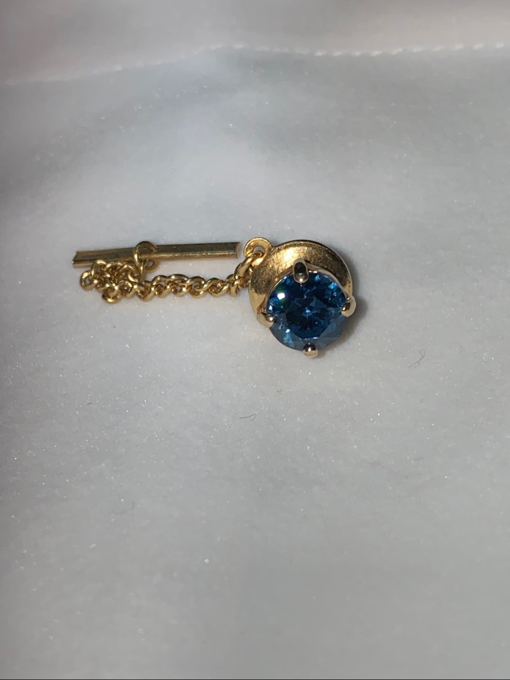 Vintage Blue Sapphire Crystal Rhinestone Tie Tack Wedding Prom Gift